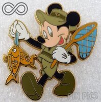 WDW - Mickey with a Net and Fish - Gone Fishing Set - Cast Lanyard Series 2 - 2003-2004