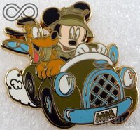 WDW - Mickey and Pluto in a Car - Front View - Gone Fishing Set - Cast Lanyard Series 2 - 2003-2004